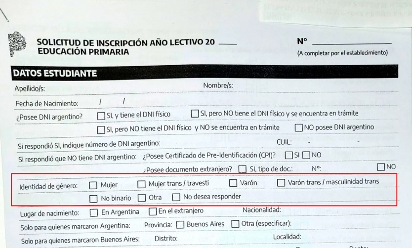 La inscripción a escuelas bonaerenses ahora incluye las opciones “trans”, “travesti” y “no binario”