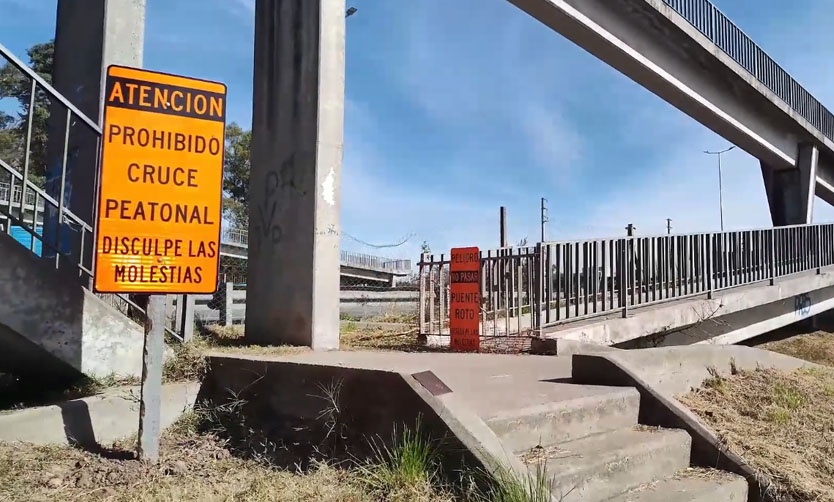 Vuelven las quejas por la demora en reponer el puente peatonal de la Ruta 8